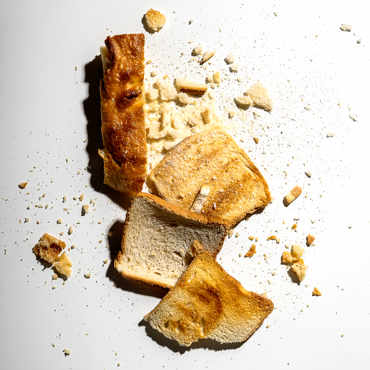 Pane raffermo trasformato in composizione artistica nel progetto Io Rifiuto.